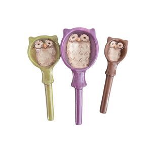 Owl Ceramic Measuring Spoon Set Hand Painted Kitchen Decor Cute Baking Set